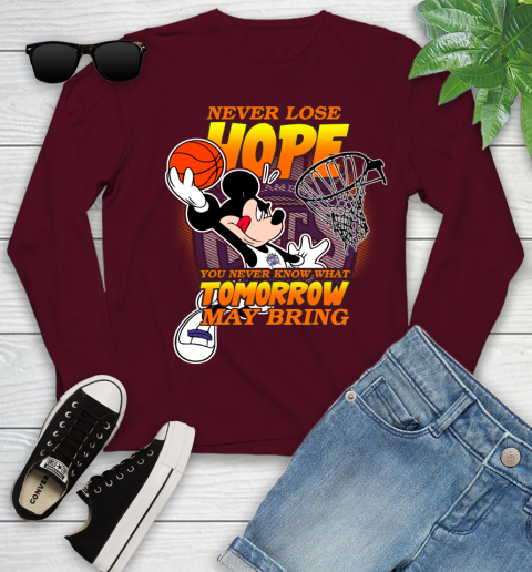 Sacramento Kings NBA Basketball Mickey Disney Never Lose Hope Youth Long Sleeve 6