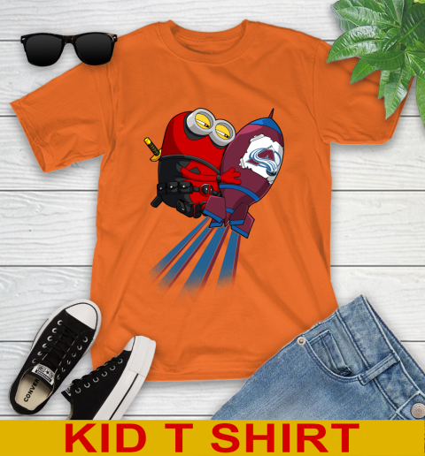 NHL Hockey Colorado Avalanche Deadpool Minion Marvel Shirt Youth T-Shirt 8