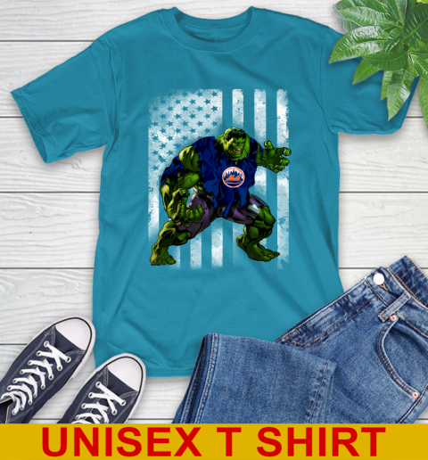 New York Mets Hulk Marvel Avengers MLB Baseball American Flag T-Shirt 9