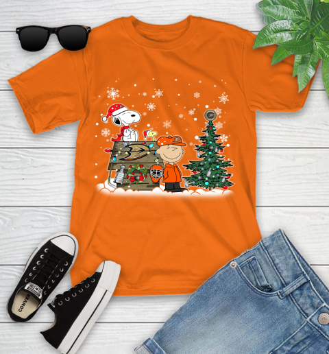 NHL Anaheim Ducks Snoopy Charlie Brown Woodstock Christmas Stanley Cup Hockey Youth T-Shirt 9