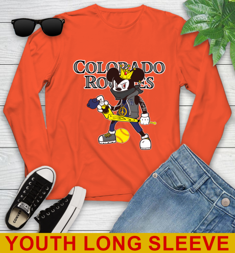 Colorado Rockies MLB Baseball Mickey Peace Sign Sports Youth Long Sleeve 4