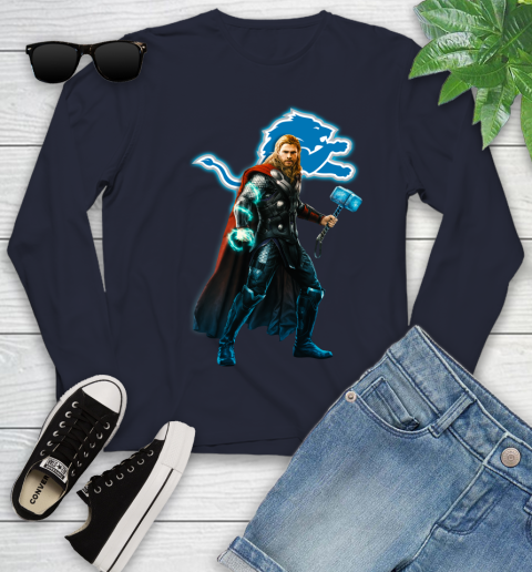 NFL Thor Avengers Endgame Football Detroit Lions Youth Long Sleeve 3