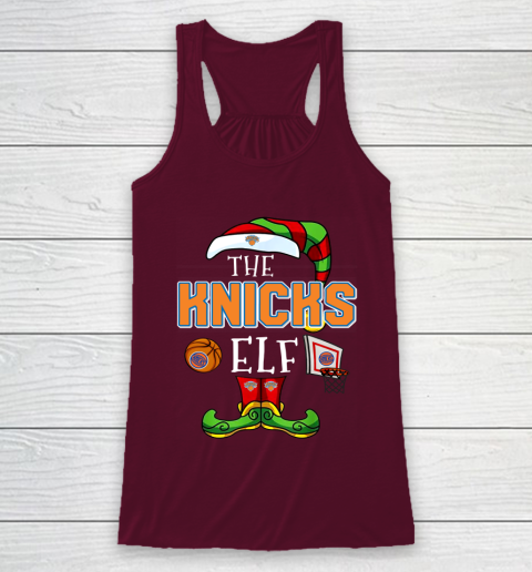 New York Knicks Christmas ELF Funny NBA Racerback Tank 2