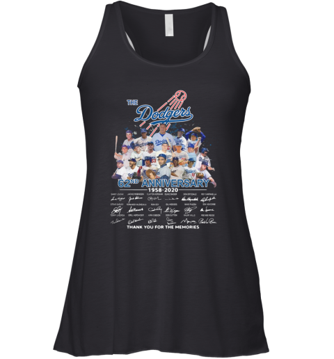 The Los Angeles Dodgers 62Nd Anniversary 1958 2020 Thank You Signatures Racerback Tank