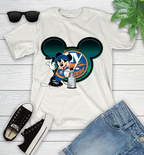 NHL New York Islanders Stanley Cup Mickey Mouse Disney Hockey T Shirt Youth T-Shirt