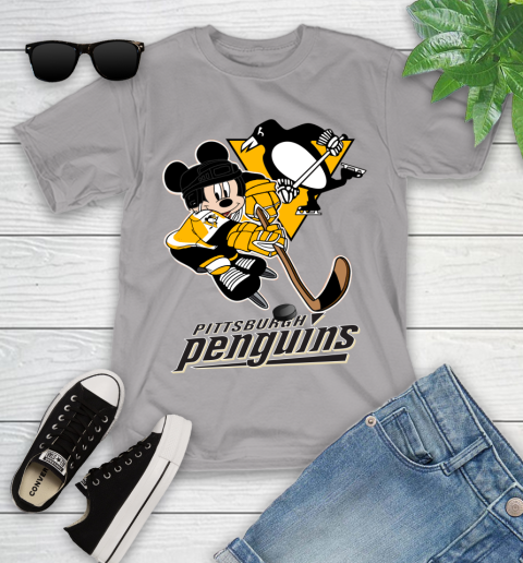 NHL Pittsburgh Penguins Mickey Mouse Disney Hockey T Shirt Youth T-Shirt 4