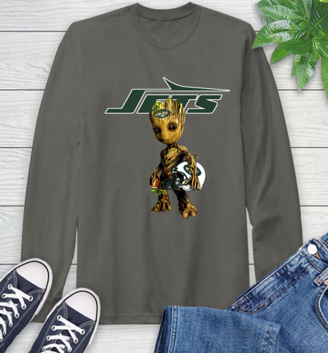 New York Jets NFL Football Groot Marvel Guardians Of The Galaxy Long Sleeve T-Shirt 8