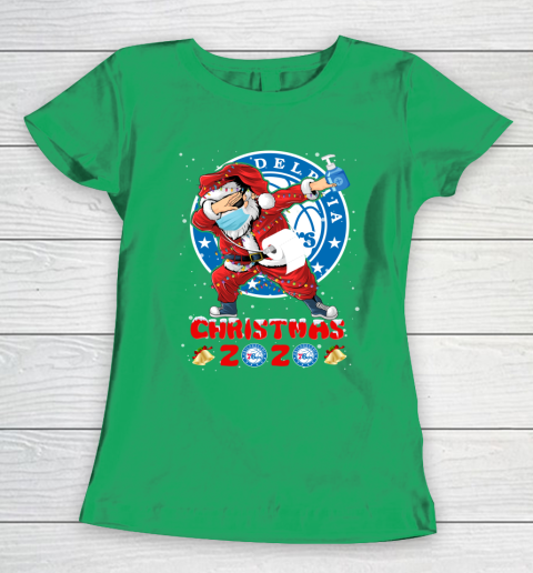 Philadelphia 76ers Funny Santa Claus Dabbing Christmas 2020 NBA Women's T-Shirt 5