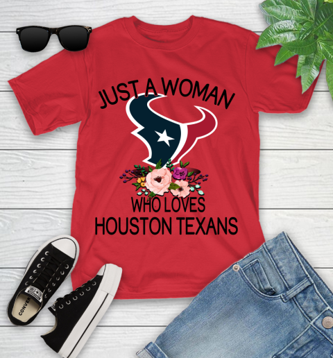 NFL Just A Woman Who Loves Houston Texans Football Sports Youth T-Shirt 8