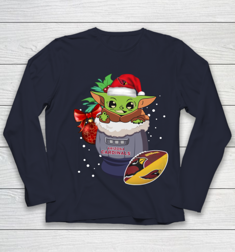 Arizona Cardinals Christmas Baby Yoda Star Wars Funny Happy NFL Youth Long Sleeve 3