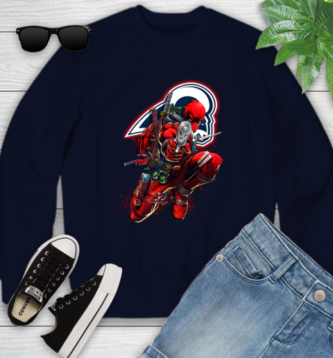 NFL Deadpool Marvel Comics Sports Football Los Angeles Rams Youth Sweatshirt 3