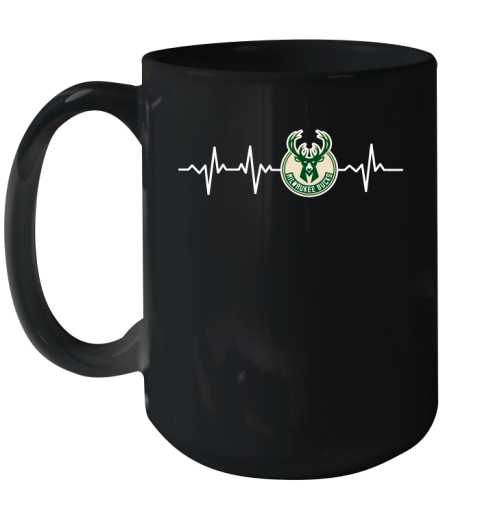 Milwaukee Bucks NBA Basketball Heart Beat Shirt Ceramic Mug 15oz