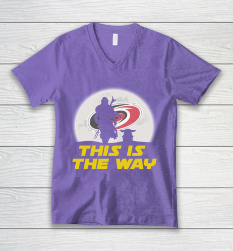 Carolina Hurricanes NHL Ice Hockey Star Wars Yoda And Mandalorian This Is The Way V-Neck T-Shirt 8