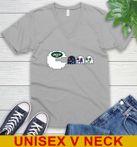 New York Jets NFL Football Pac Man Champion V-Neck T-Shirt 4