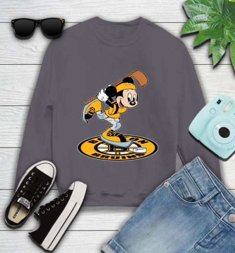 NHL Hockey Boston Bruins Cheerful Mickey Disney Shirt Youth Sweatshirt 5