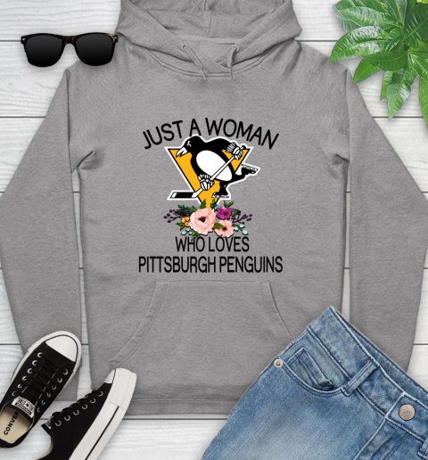 NHL Just A Woman Who Loves Pittsburgh Penguins Hockey Sports Youth Hoodie 4