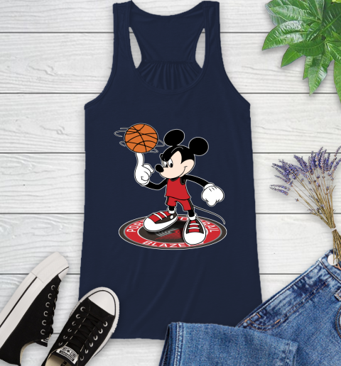 NBA Basketball Portland Trail Blazers Cheerful Mickey Disney Shirt Racerback Tank 11