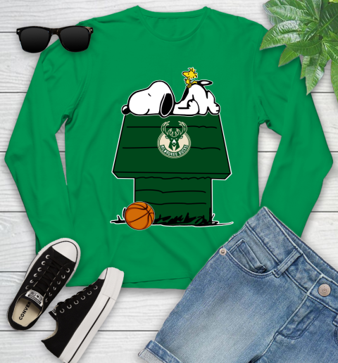 Milwaukee Bucks NBA Basketball Snoopy Woodstock The Peanuts Movie Youth Long Sleeve 6