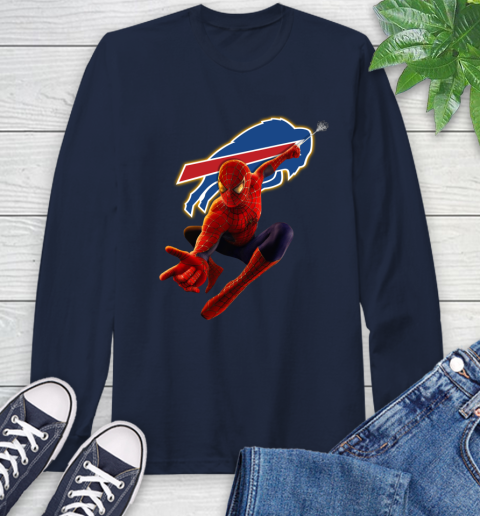NFL Spider Man Avengers Endgame Football Buffalo Bills Long Sleeve T-Shirt 4