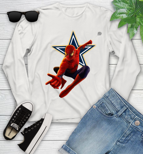 NFL Spider Man Avengers Endgame Football Dallas Cowboys Youth Long Sleeve 12