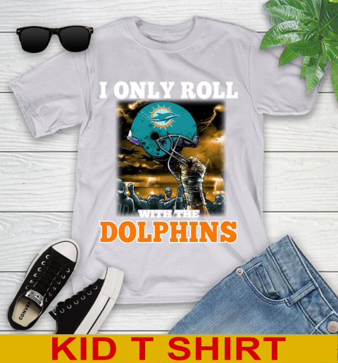 Miami Dolphins NFL Football I Only Roll With My Team Sports Youth T-Shirt 4