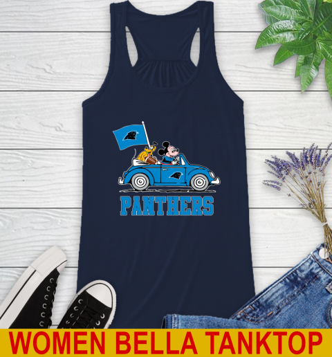 NFL Football Carolina Panthers Pluto Mickey Driving Disney Shirt Racerback Tank 11