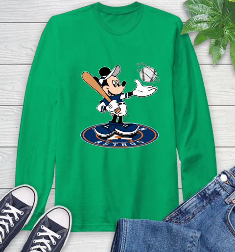 MLB Baseball Houston Astros Cheerful Mickey Disney Shirt Long Sleeve T-Shirt 8