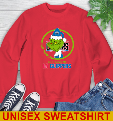 LA Clippers NBA Christmas Grinch I Hate People But I Love My Favorite Basketball Team Sweatshirt 10