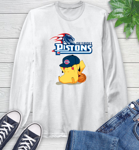 NBA Pikachu Basketball Sports Detroit Pistons Long Sleeve T-Shirt