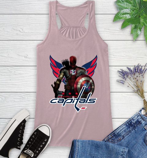 NHL Captain America Thor Spider Man Hawkeye Avengers Endgame Hockey Washington Capitals Racerback Tank 11
