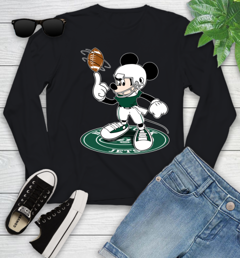 NFL Football New York Jets Cheerful Mickey Disney Shirt Youth Long Sleeve
