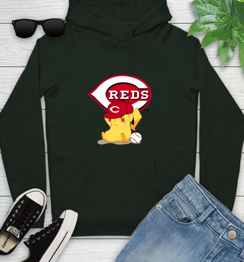 MLB Pikachu Baseball Sports Cincinnati Reds Youth Hoodie 13