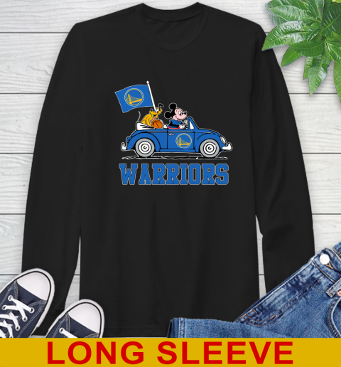 NBA Basketball Golden State Warriors Pluto Mickey Driving Disney Shirt Long Sleeve T-Shirt 2