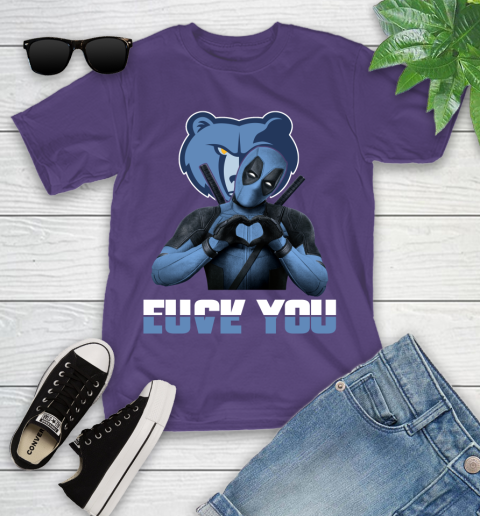 NBA Memphis Grizzlies Deadpool Love You Fuck You Basketball Sports Youth T-Shirt 3