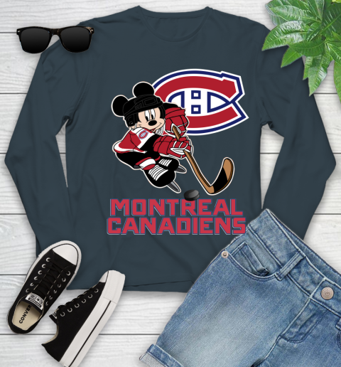 NHL Montreal Canadiens Mickey Mouse Disney Hockey T Shirt Youth Long Sleeve 8