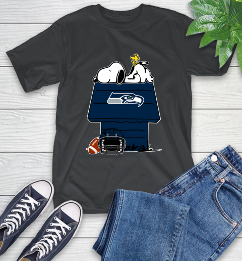 Seattle Seahawks NFL Football Snoopy Woodstock The Peanuts Movie T-Shirt 2
