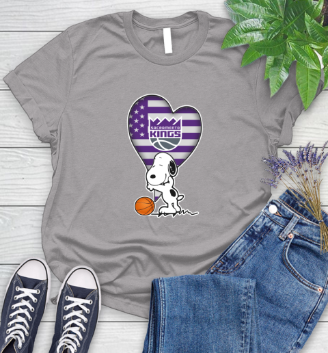 Sacramento Kings NBA Basketball The Peanuts Movie Adorable Snoopy Women's T-Shirt 5