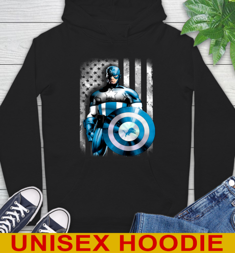 Detroit Lions NFL Football Captain America Marvel Avengers American Flag Shirt Hoodie