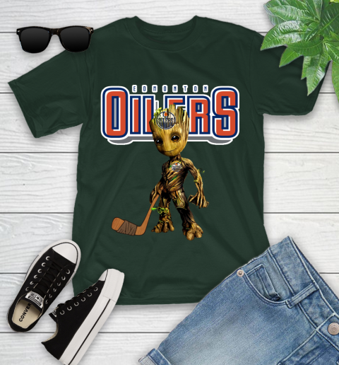 Edmonton Oilers NHL Hockey Groot Marvel Guardians Of The Galaxy Youth T-Shirt 5