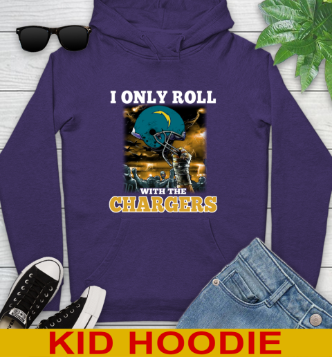 Los Angeles Chargers NFL Football I Only Roll With My Team Sports Youth Hoodie 5