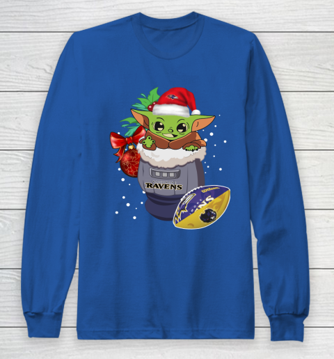 Baltimore Ravens Christmas Baby Yoda Star Wars Funny Happy NFL Long Sleeve T-Shirt 9