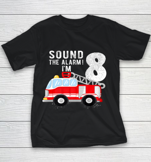 Kids Firefighter 8th Birthday Boy 8 Year Old Fire Truck Youth T-Shirt