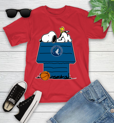 Minnesota Timberwolves NBA Basketball Snoopy Woodstock The Peanuts Movie Youth T-Shirt 10