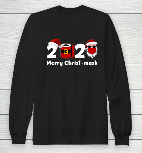 Merry Quarantine Christmas 2020 T shirt Santa Face Mask Gift Long Sleeve T-Shirt