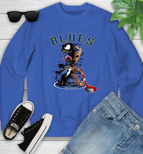 NHL St.Louis Blues Hockey Venom Groot Guardians Of The Galaxy Youth Sweatshirt 8
