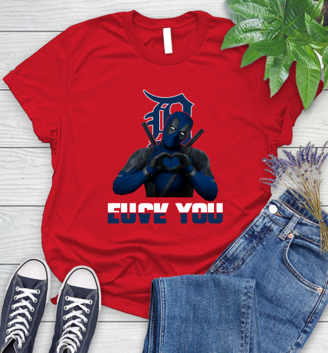 MLB Detroit Tigers Deadpool Love You Fuck You Baseball Sports Women's T-Shirt - Image 14