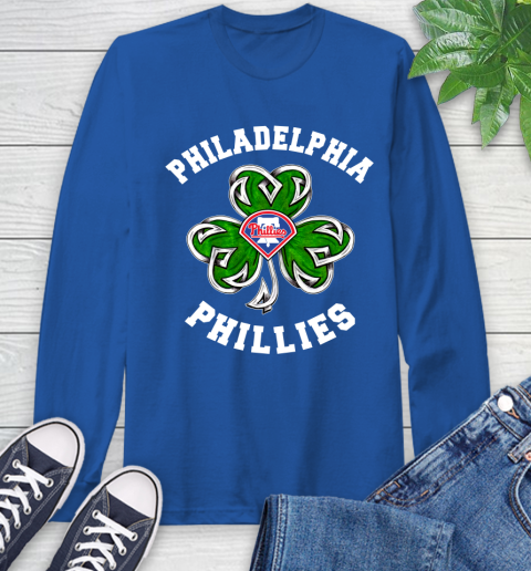 MLB Philadelphia Phillies Three Leaf Clover St Patrick's Day Baseball  Sports Long Sleeve T-Shirt