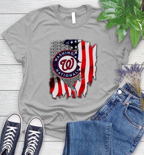 Washington Nationals MLB Baseball American Flag Women's T-Shirt 5