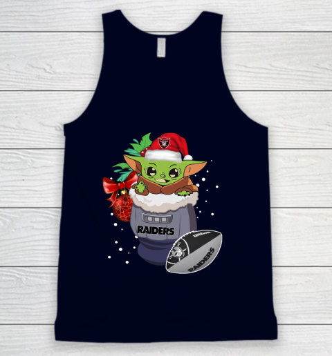 Oakland Raiders Christmas Baby Yoda Star Wars Funny Happy NFL Tank Top 3