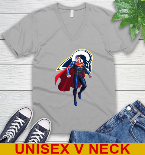 NFL Superman DC Sports Football Los Angeles Rams V-Neck T-Shirt 4